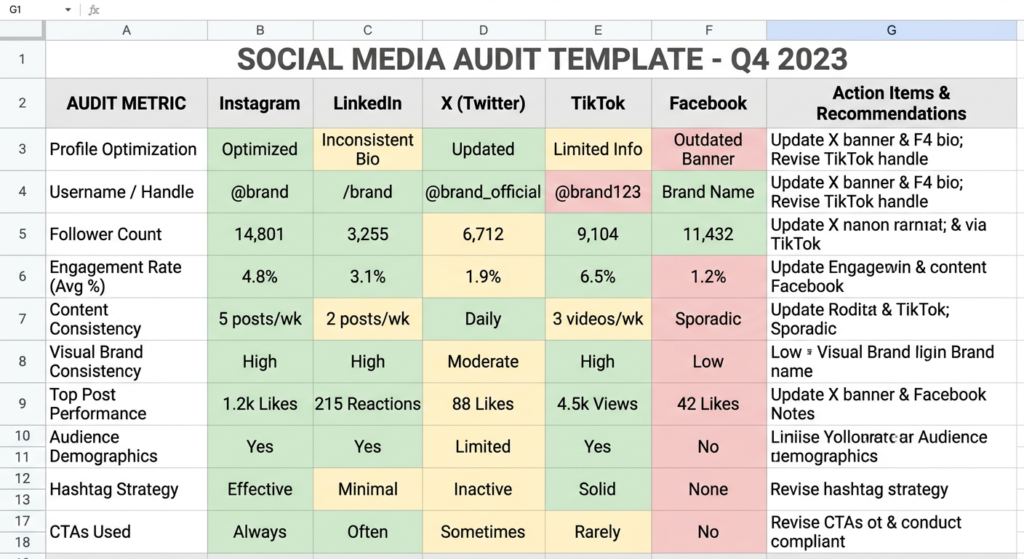 social media audit checklist